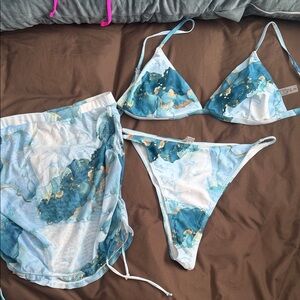 SHEIN Blue and White Bikini Set